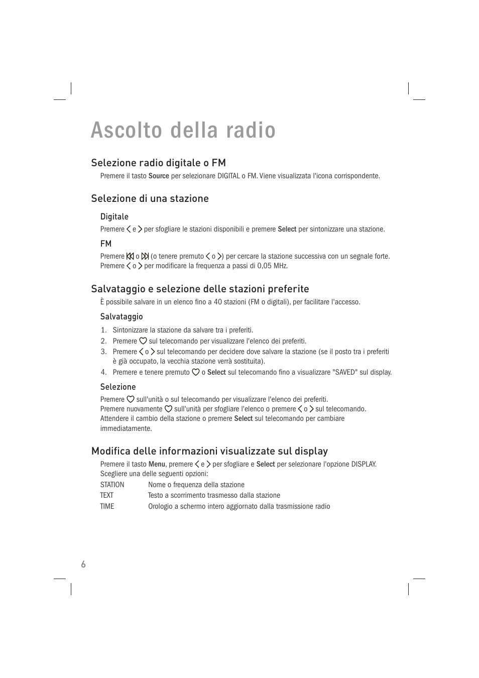 Ascolto della radio | Pure Acoustics Contour 100Di User Manual | Page 46 / 80