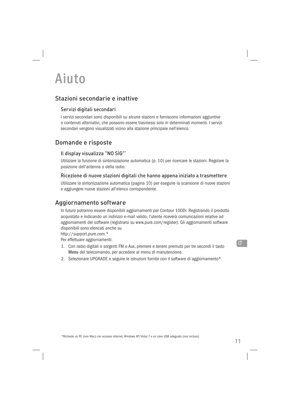 Aiuto | Pure Acoustics Contour 100Di User Manual | Page 51 / 80