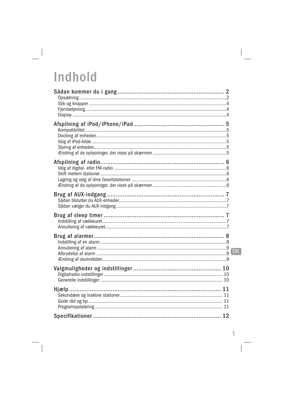 Indhold | Pure Acoustics Contour 100Di User Manual | Page 53 / 80