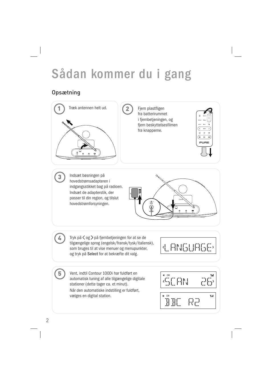 Sådan kommer du i gang, Language scan 26, Bbc r2 | Pure Acoustics Contour 100Di User Manual | Page 54 / 80