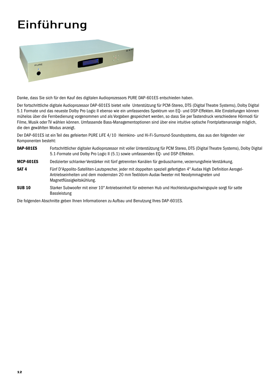 Einführung | Pure Acoustics DAP-601ES User Manual | Page 14 / 36