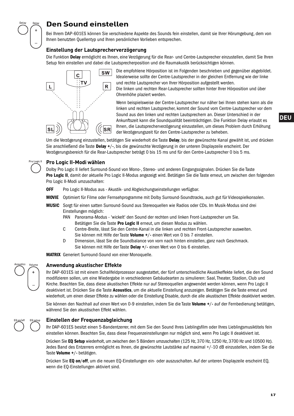 Den sound einstellen | Pure Acoustics DAP-601ES User Manual | Page 19 / 36