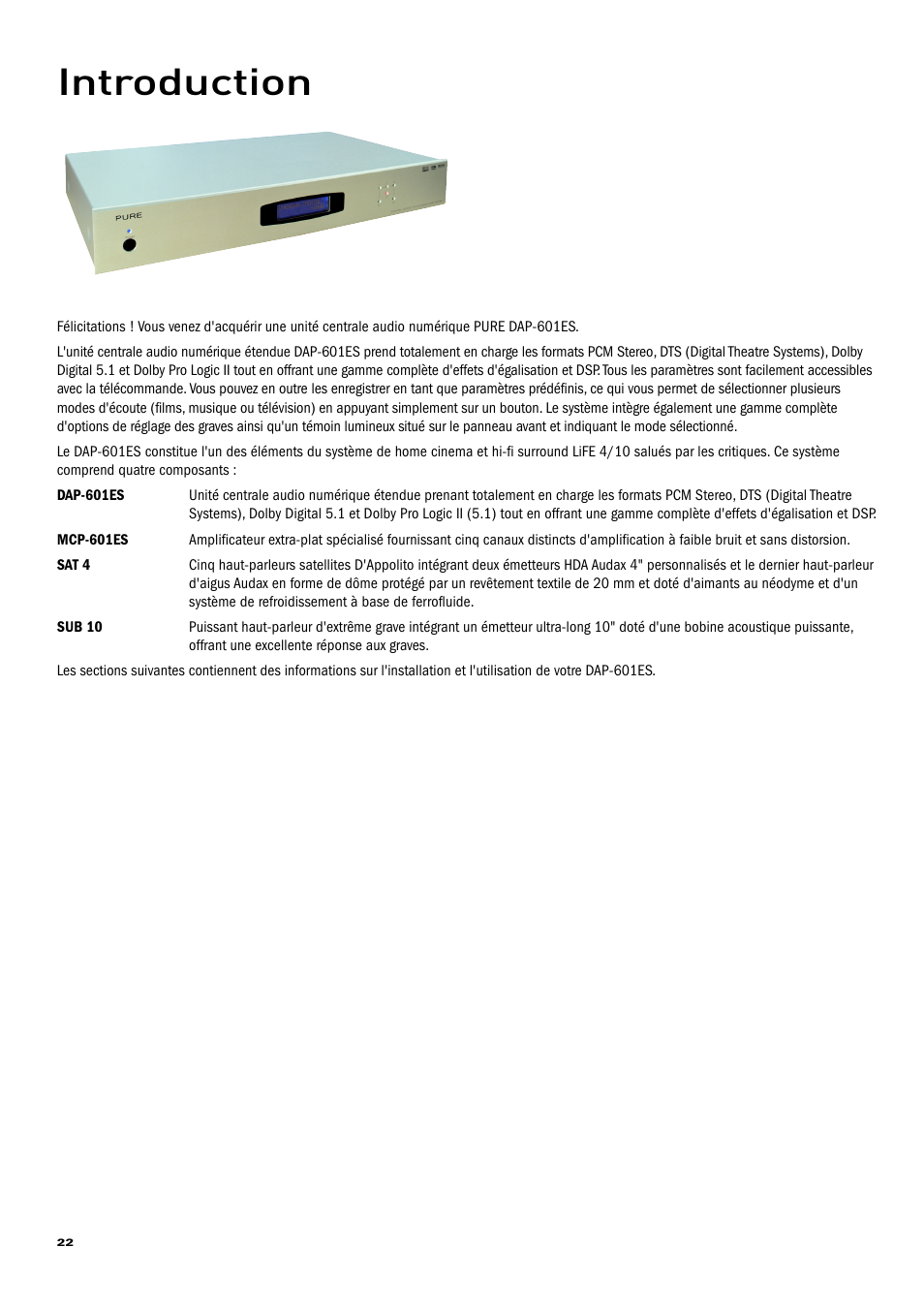 Introduction | Pure Acoustics DAP-601ES User Manual | Page 24 / 36