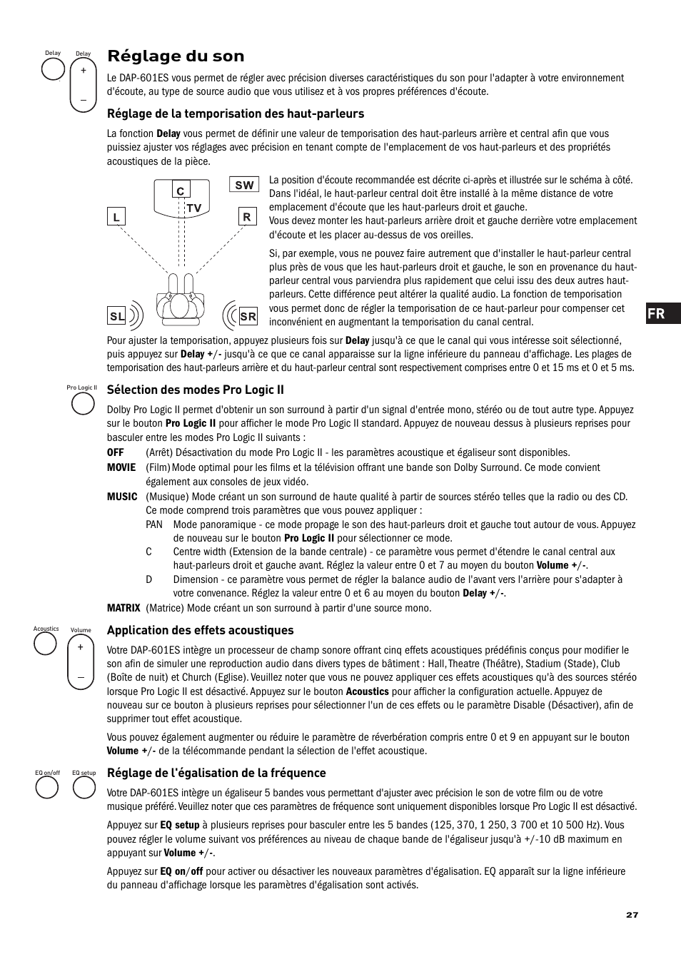 Réglage du son | Pure Acoustics DAP-601ES User Manual | Page 29 / 36