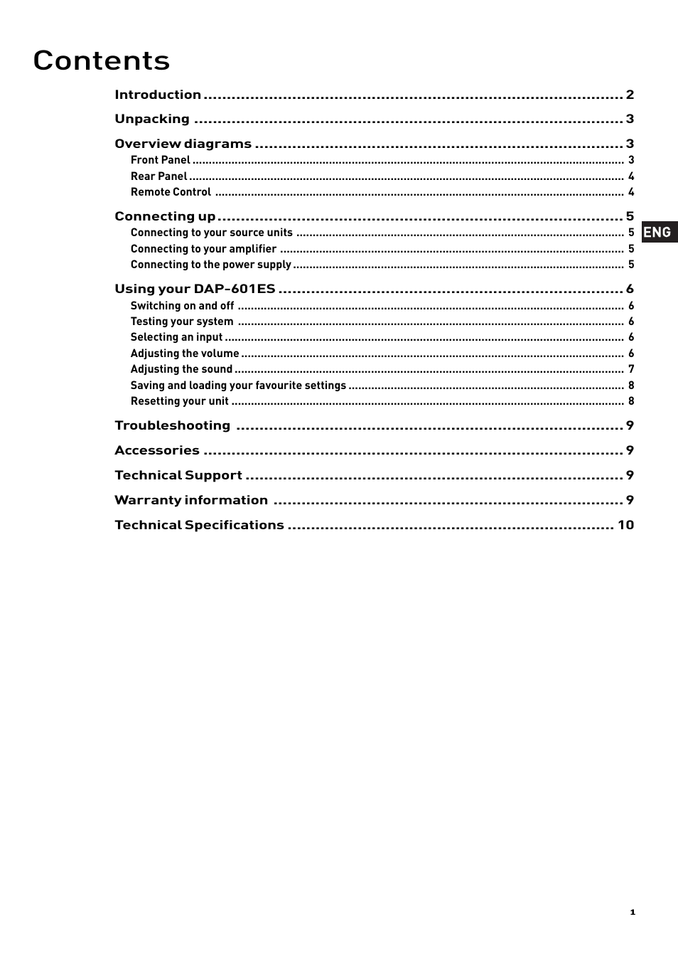 Pure Acoustics DAP-601ES User Manual | Page 3 / 36