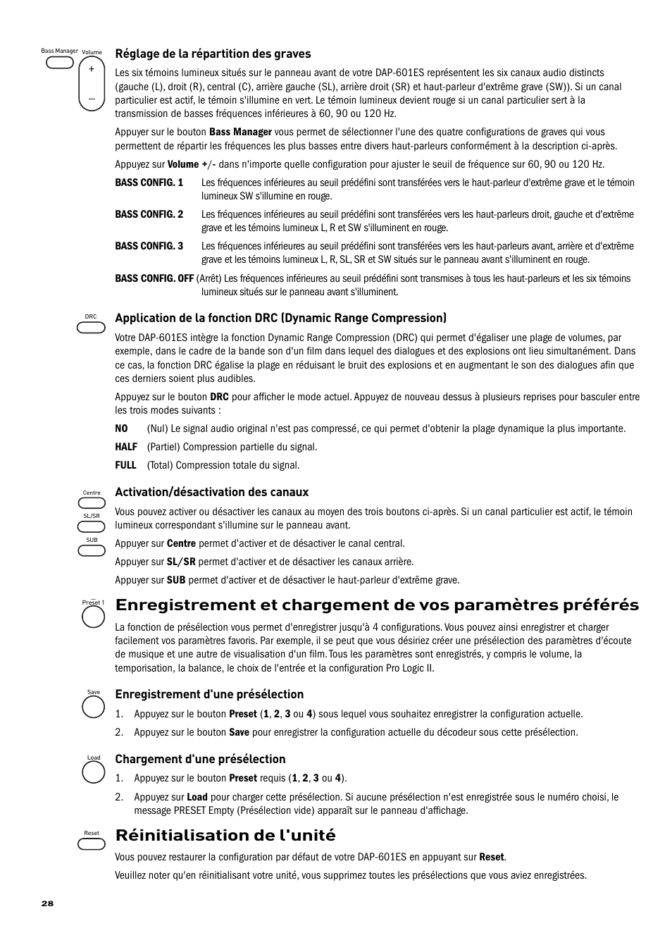 Réinitialisation de l'unité | Pure Acoustics DAP-601ES User Manual | Page 30 / 36