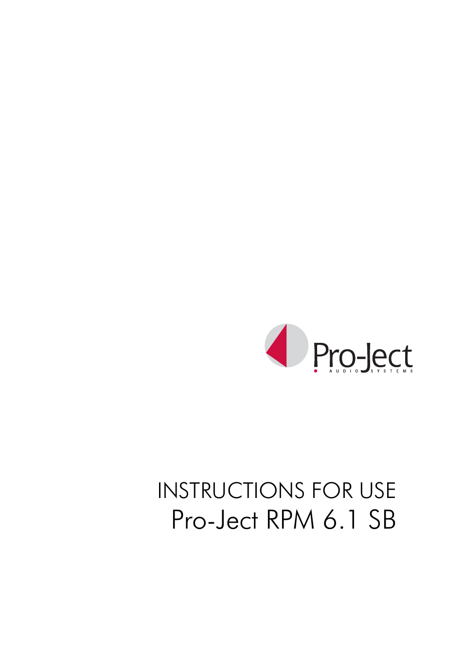 Pro-Ject Audio Systems RPM 6.1 SB User Manual | 9 pages