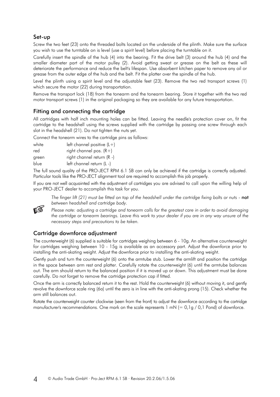 Pro-Ject Audio Systems RPM 6.1 SB User Manual | Page 4 / 9