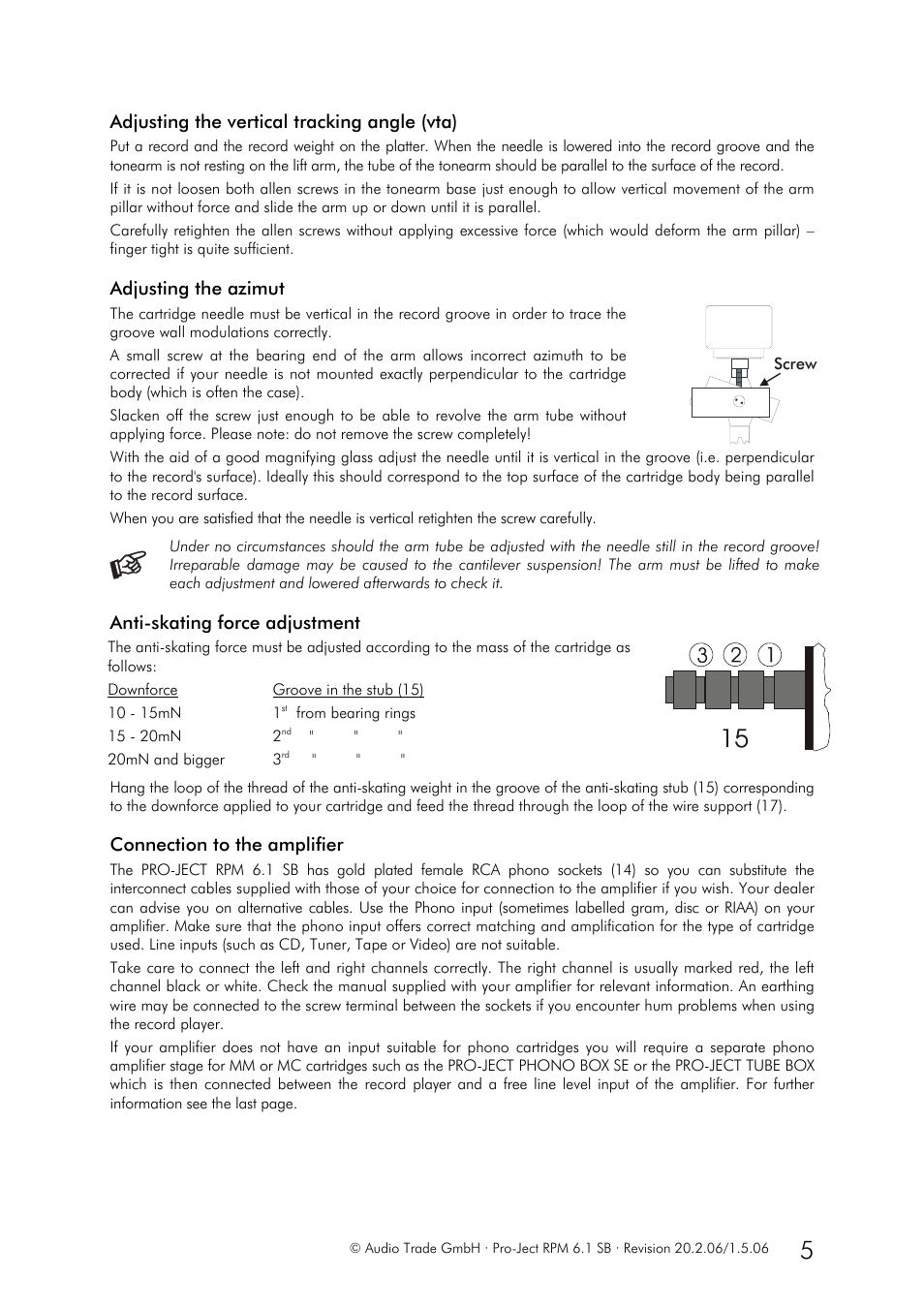Pro-Ject Audio Systems RPM 6.1 SB User Manual | Page 5 / 9