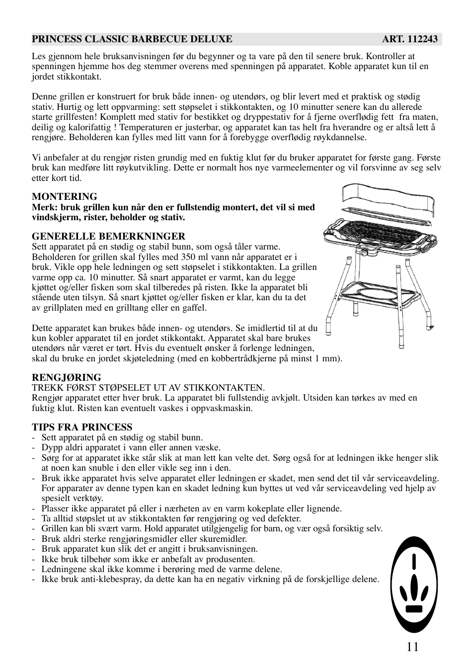 Princess Household Appliances BV Princess Classic Barbecue Deluxe 112243 User Manual | Page 11 / 16