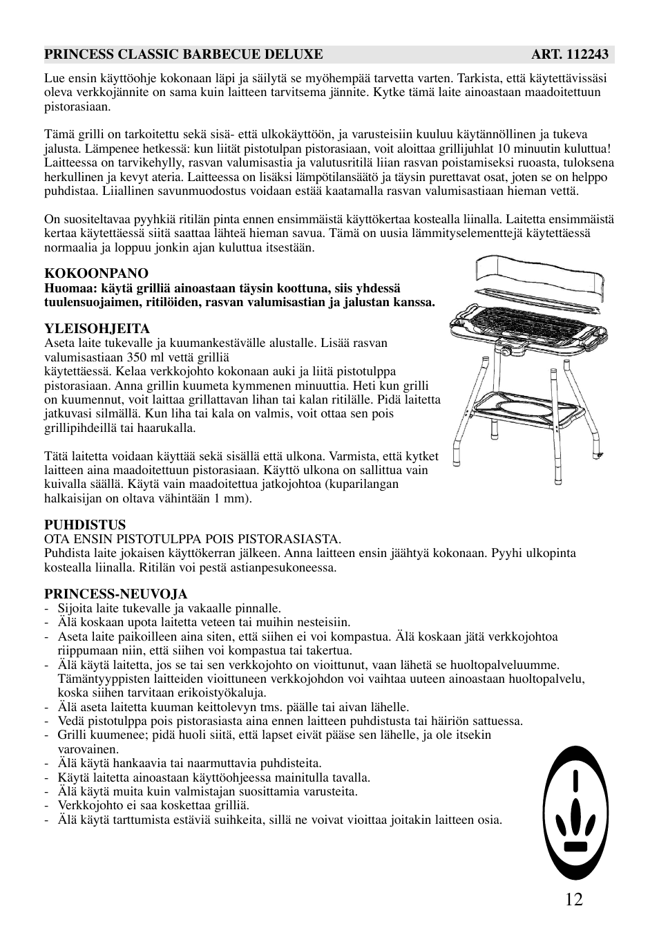 Princess Household Appliances BV Princess Classic Barbecue Deluxe 112243 User Manual | Page 12 / 16