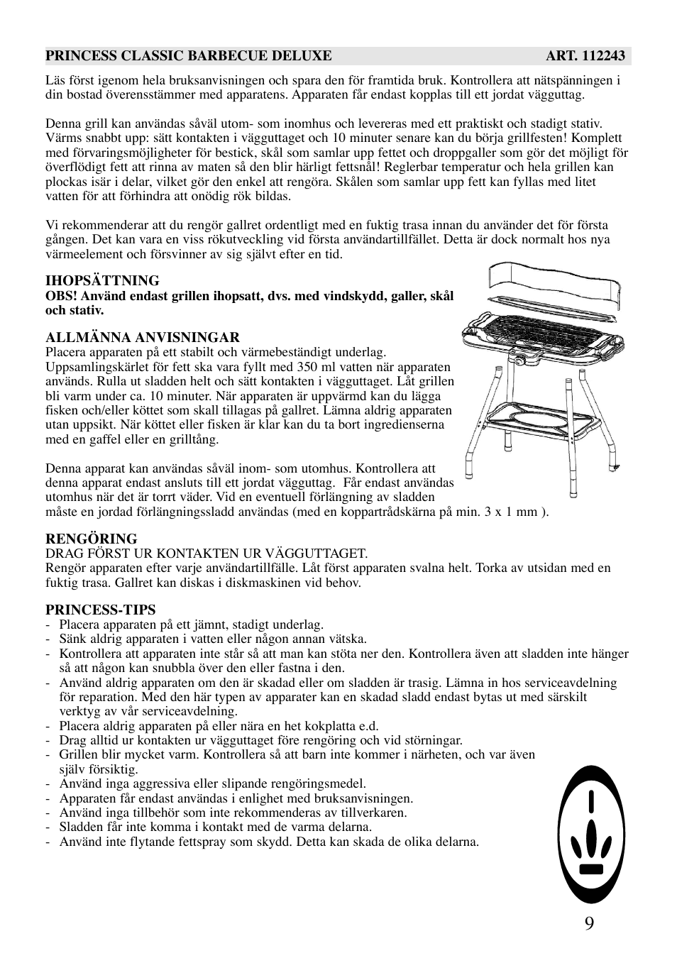 Princess Household Appliances BV Princess Classic Barbecue Deluxe 112243 User Manual | Page 9 / 16