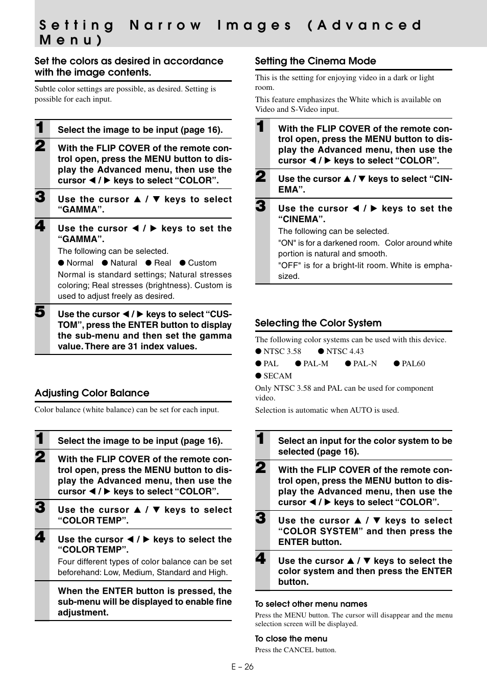 Setting narrow images (advanced menu) | PLUS Vision U3-810SF User Manual | Page 29 / 39