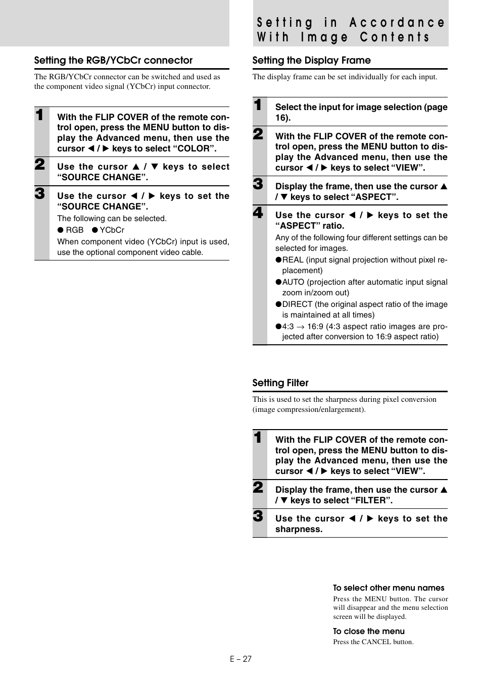 Setting in accordance with image contents | PLUS Vision U3-810SF User Manual | Page 30 / 39