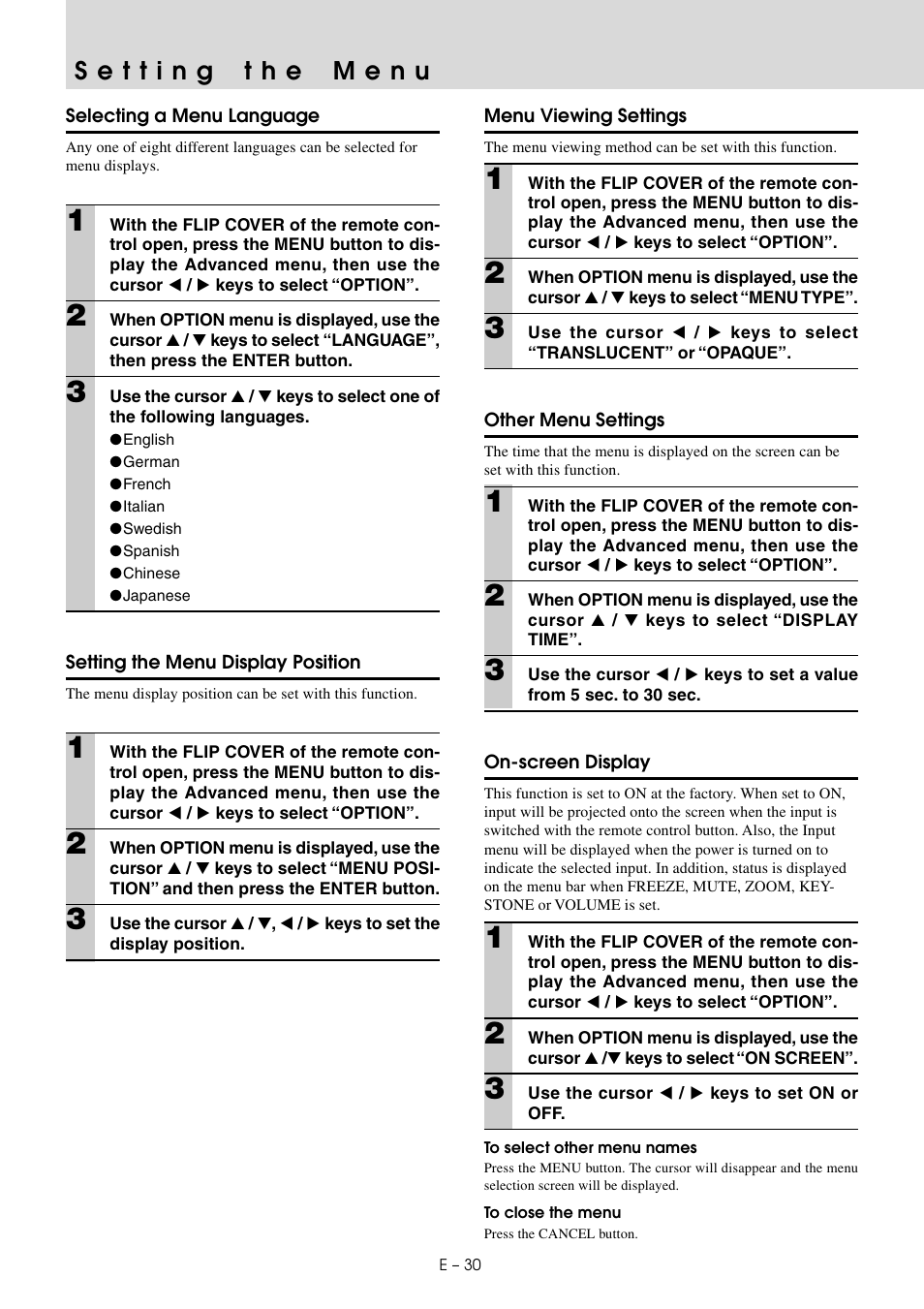 Setting the menu | PLUS Vision U3-810SF User Manual | Page 33 / 39