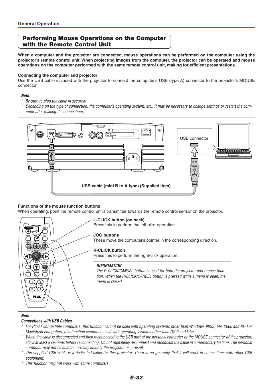 E-32, General operation | PLUS Vision U7-137SF User Manual | Page 32 / 67