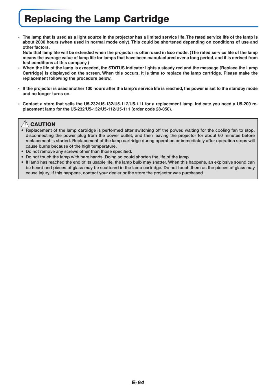 Replacing the lamp cartridge | PLUS Vision U5-111 User Manual | Page 65 / 72
