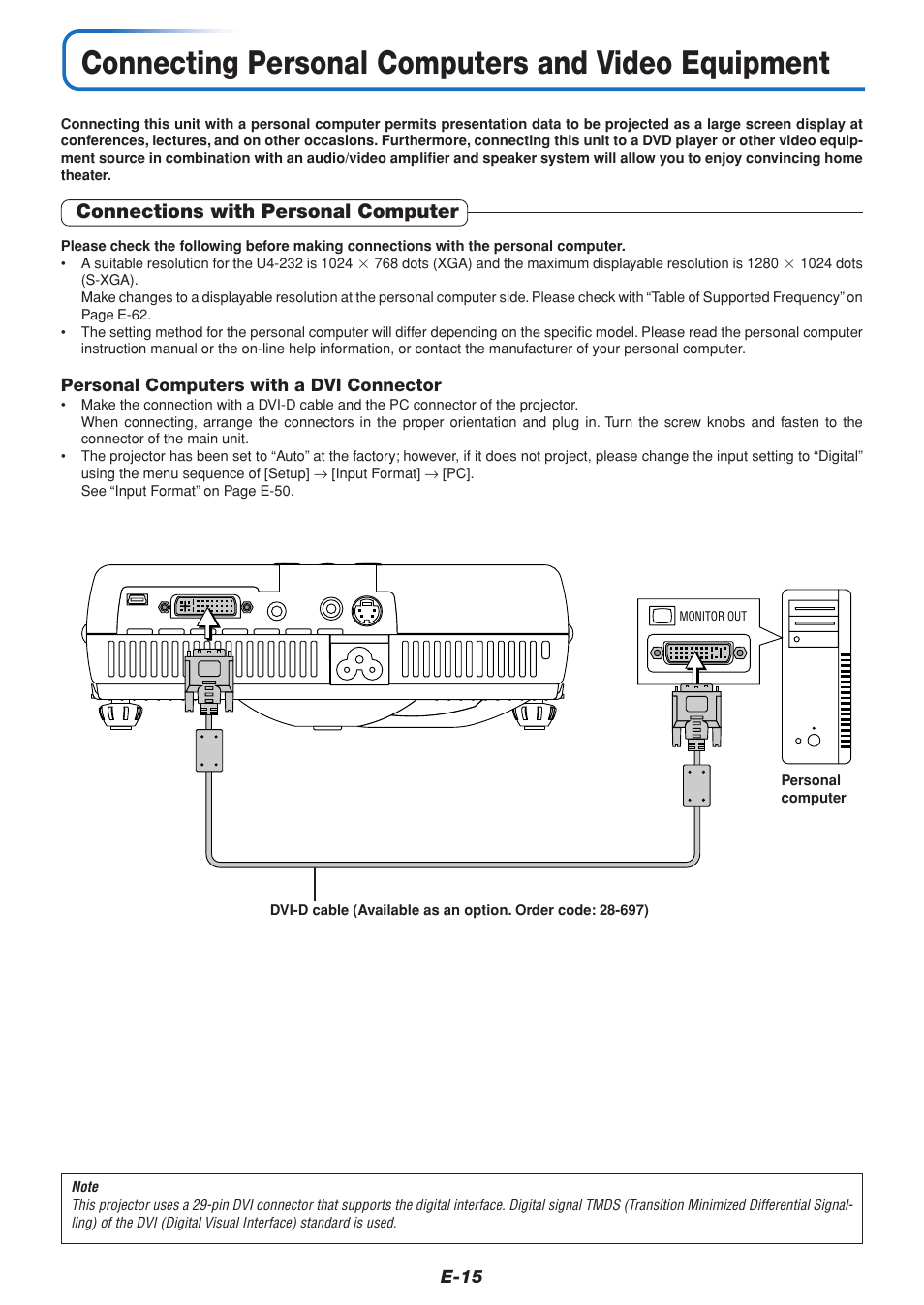 Connecting personal computers and video equipment, Connections with personal computer | PLUS Vision U4-232 User Manual | Page 15 / 64