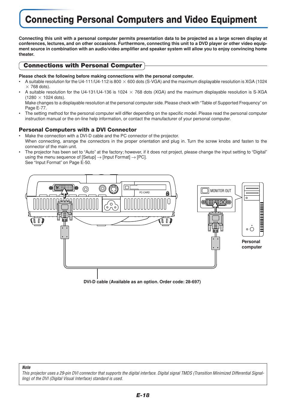 Connecting personal computers and video equipment, Connections with personal computer | PLUS Vision U4-111 User Manual | Page 19 / 80
