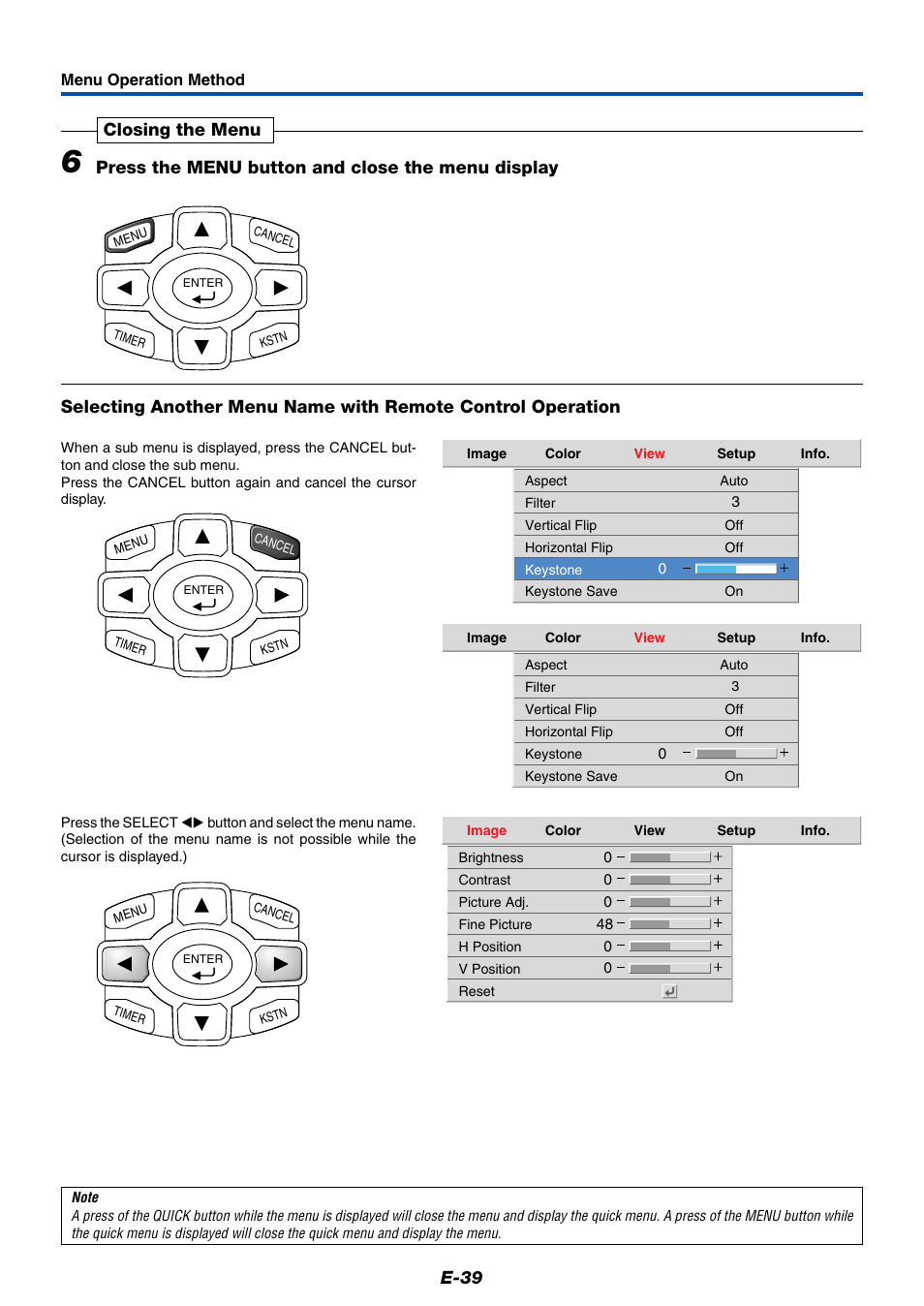 E-39 | PLUS Vision Data Projector User Manual | Page 39 / 68