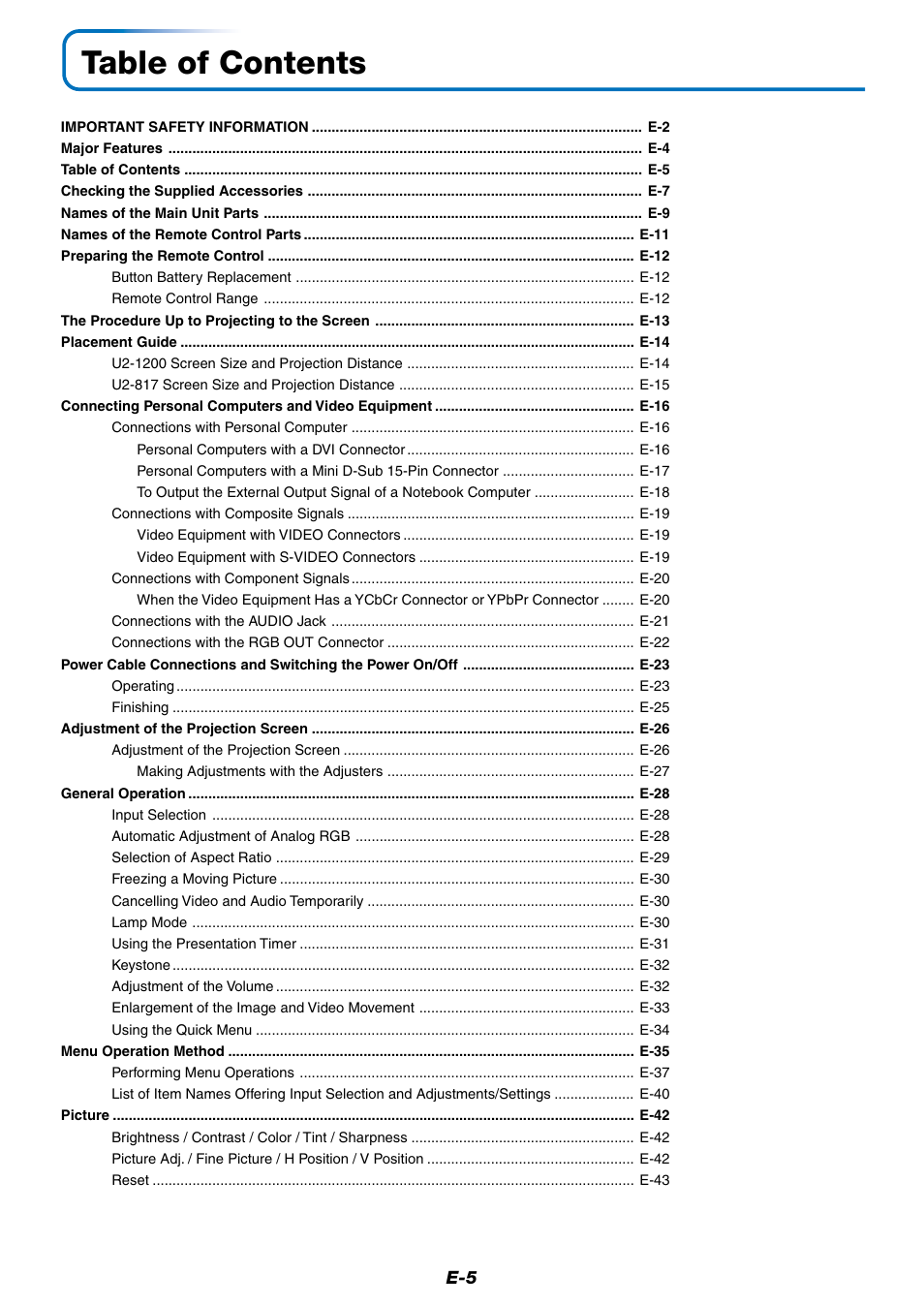PLUS Vision Data Projector User Manual | Page 5 / 68