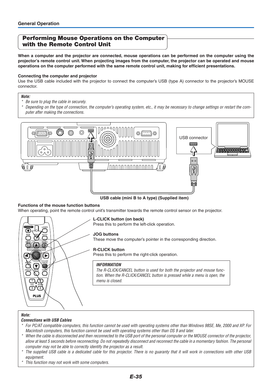 E-35, General operation | PLUS Vision U5-732 User Manual | Page 35 / 70
