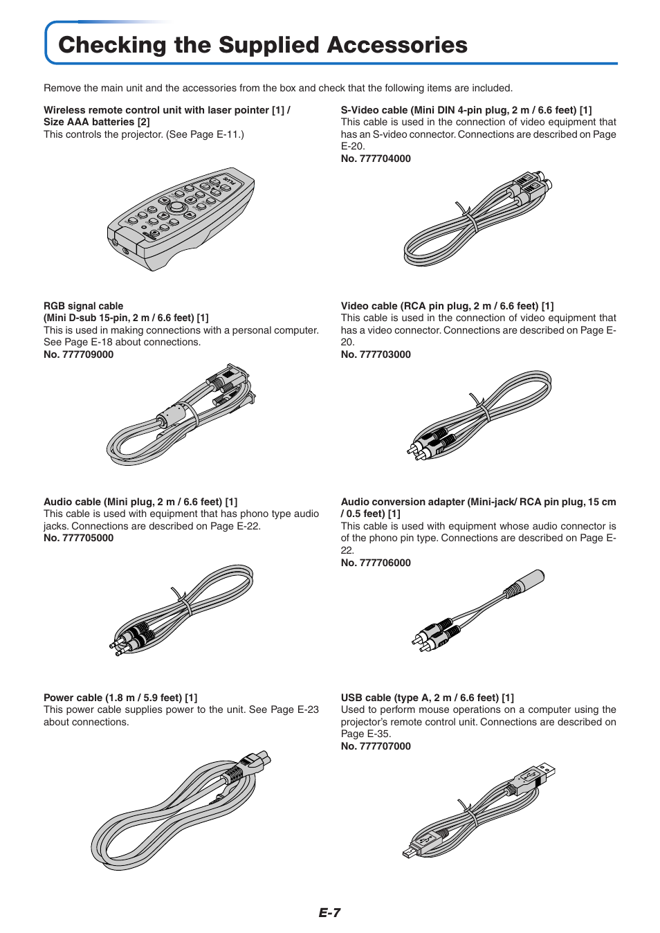 Checking the supplied accessories | PLUS Vision U5-732 User Manual | Page 7 / 70