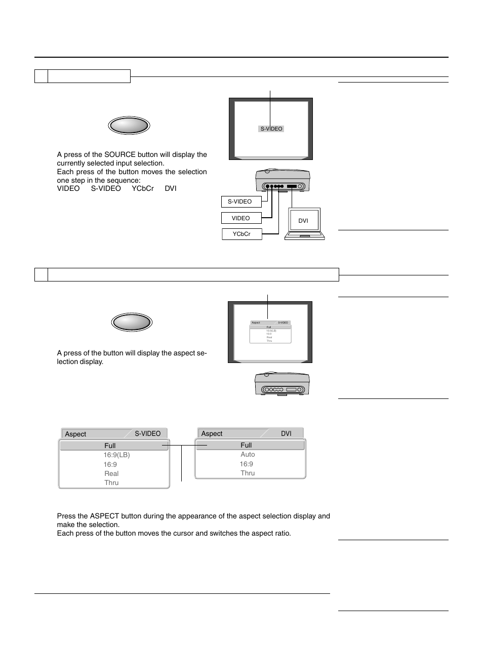 8 input selection, 9 selection of aspect ratio | PLUS Vision HE-3100 User Manual | Page 20 / 44