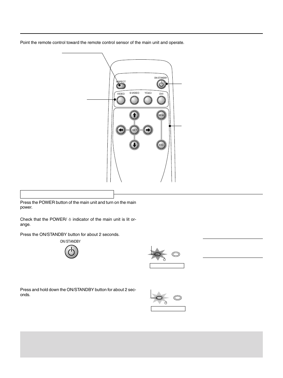 Operation with the remote control, Turning on power/standby | PLUS Vision HE-3100 User Manual | Page 22 / 44