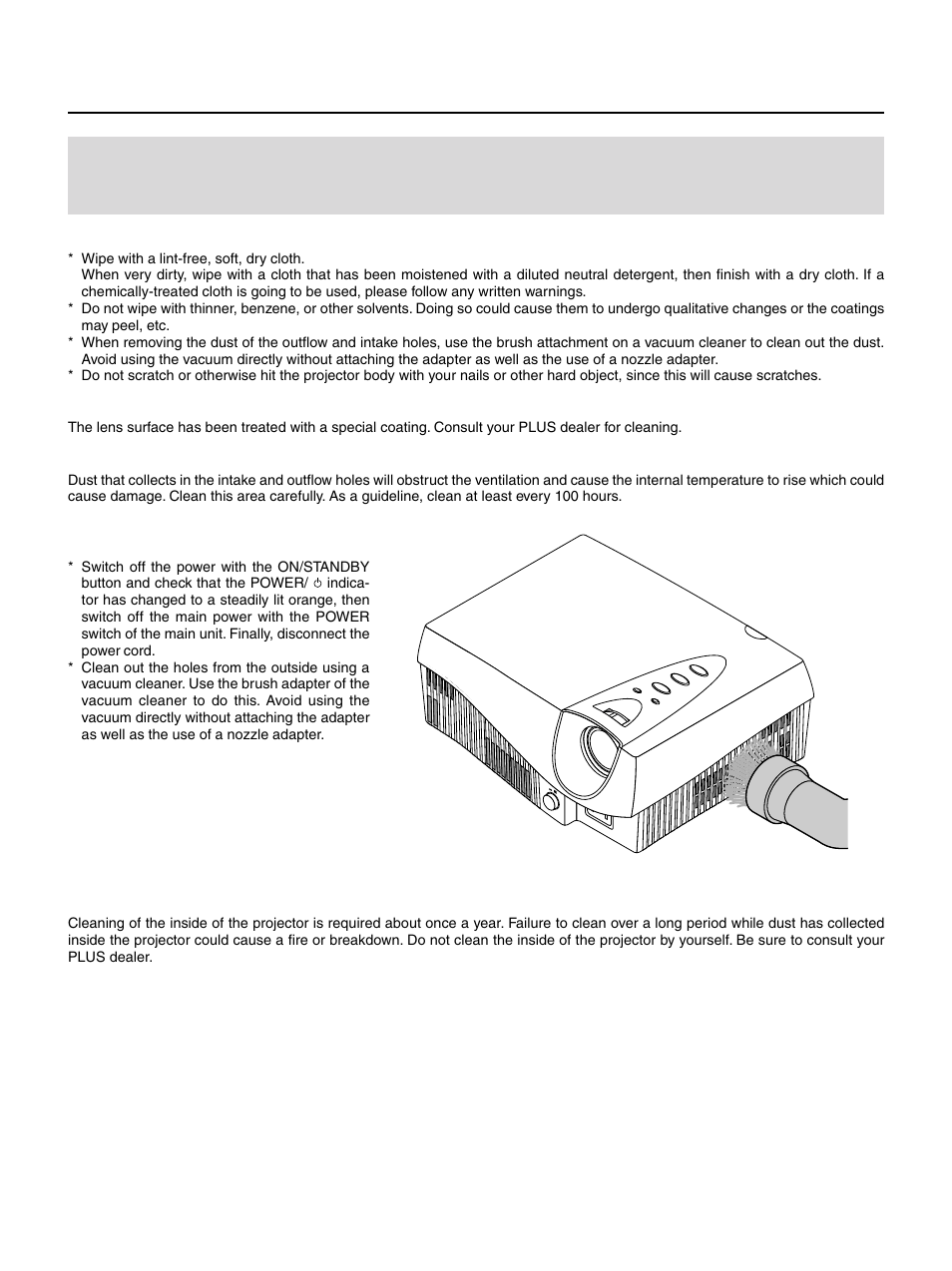 Cleaning | PLUS Vision HE-3100 User Manual | Page 42 / 44