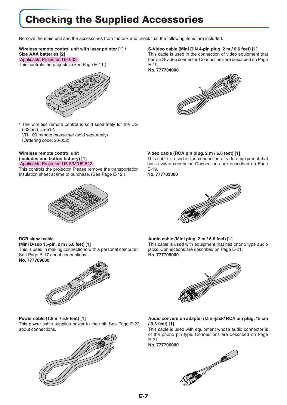 Checking the supplied accessories | PLUS Vision U5-632 User Manual | Page 8 / 72