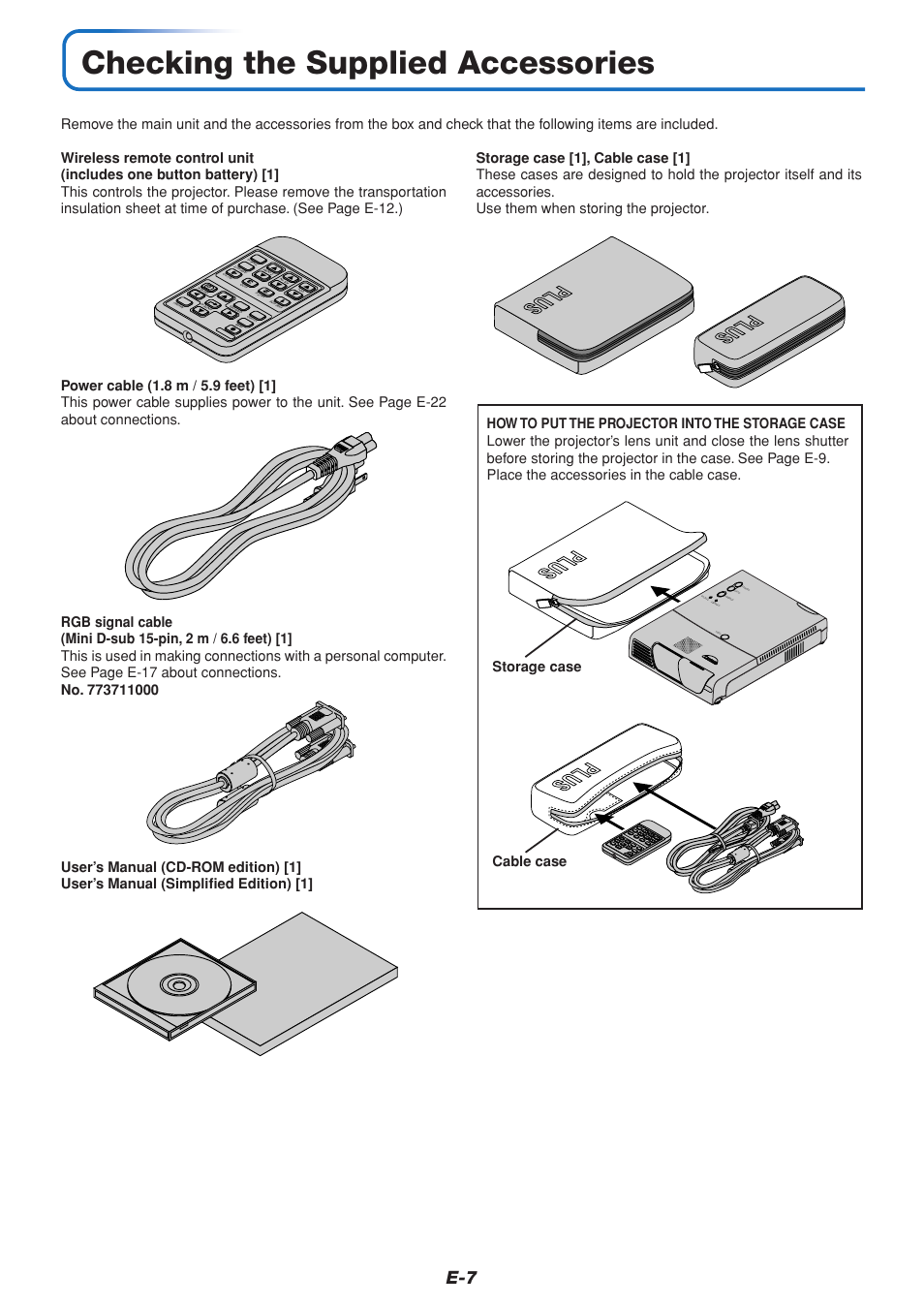 Checking the supplied accessories | PLUS Vision V3-131 User Manual | Page 7 / 67