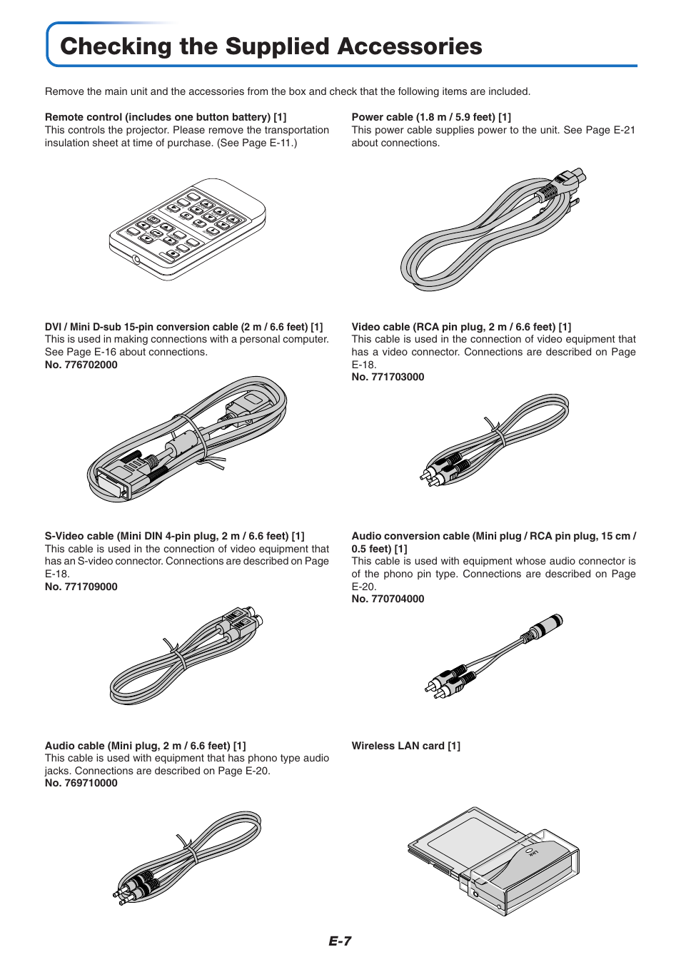 Checking the supplied accessories | PLUS Vision U4-237 User Manual | Page 7 / 64