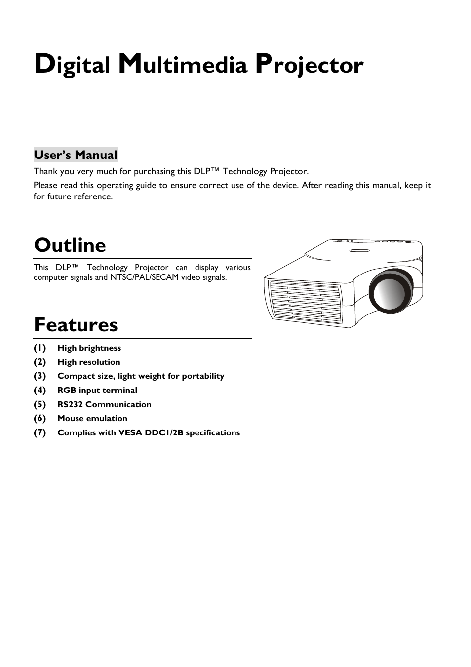 PLUS Vision DLPTM Technology Projector User Manual | 27 pages