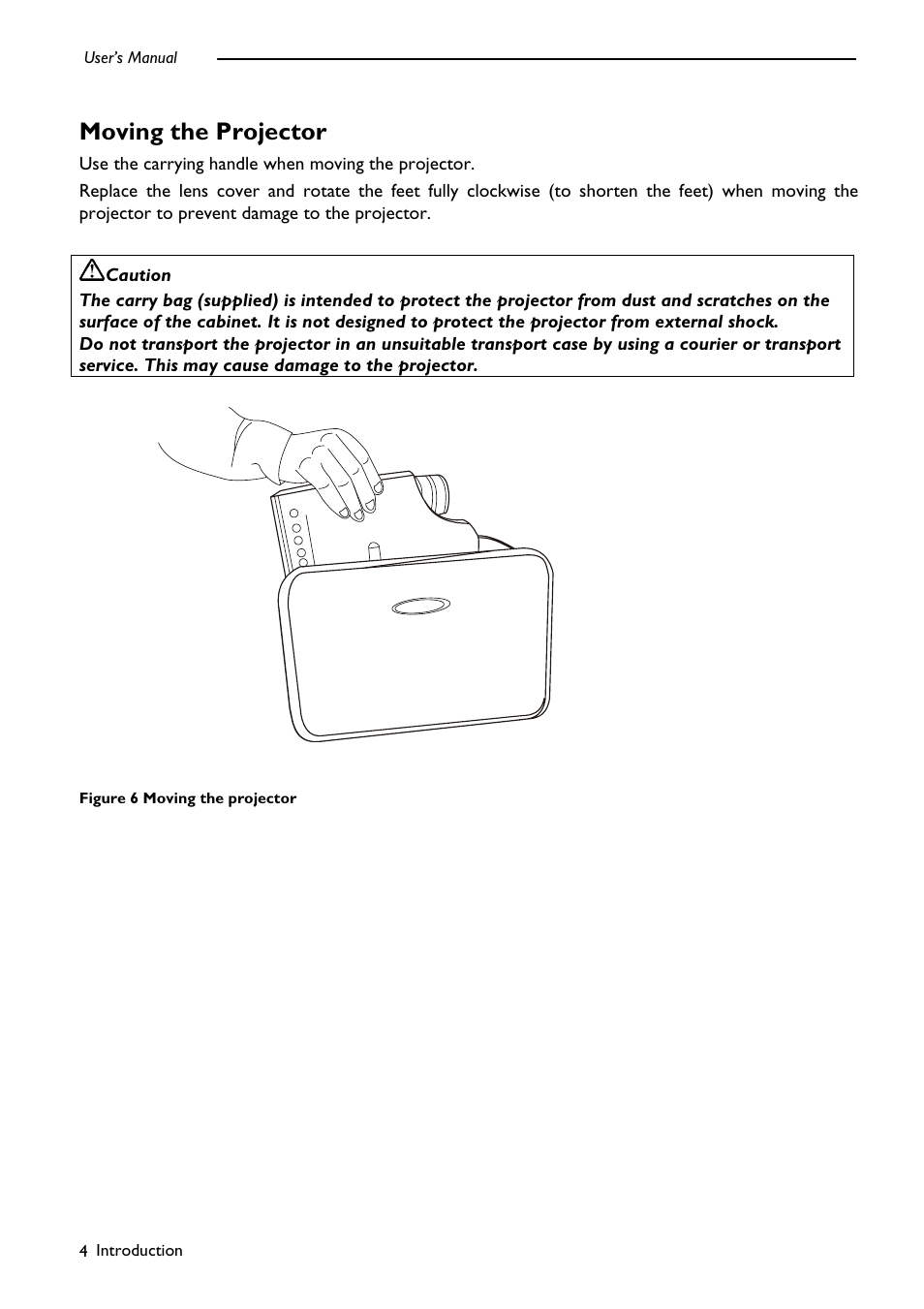 Moving the projector | PLUS Vision DLPTM Technology Projector User Manual | Page 8 / 27