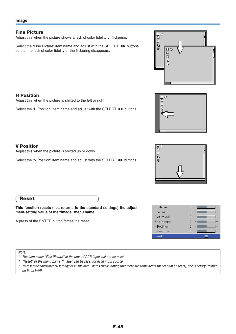 Reset | PLUS Vision U5-432 User Manual | Page 48 / 70