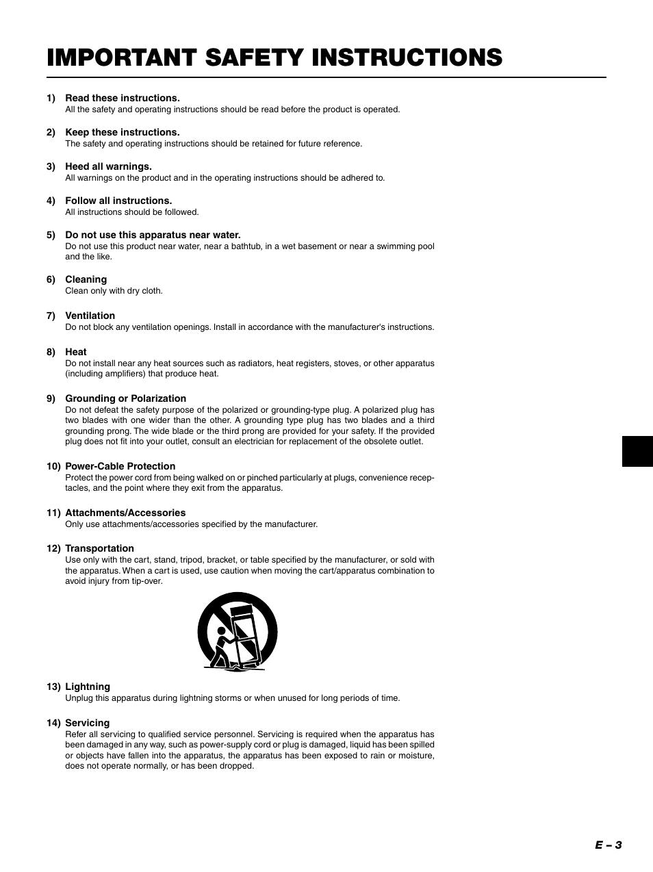 Important safety instructions | PLUS Vision PLUS Piano HE-3200 User Manual | Page 3 / 51