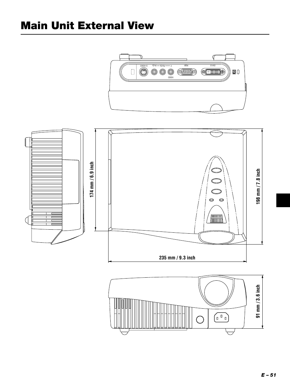 Main unit external view, E – 51 | PLUS Vision PLUS Piano HE-3200 User Manual | Page 51 / 51