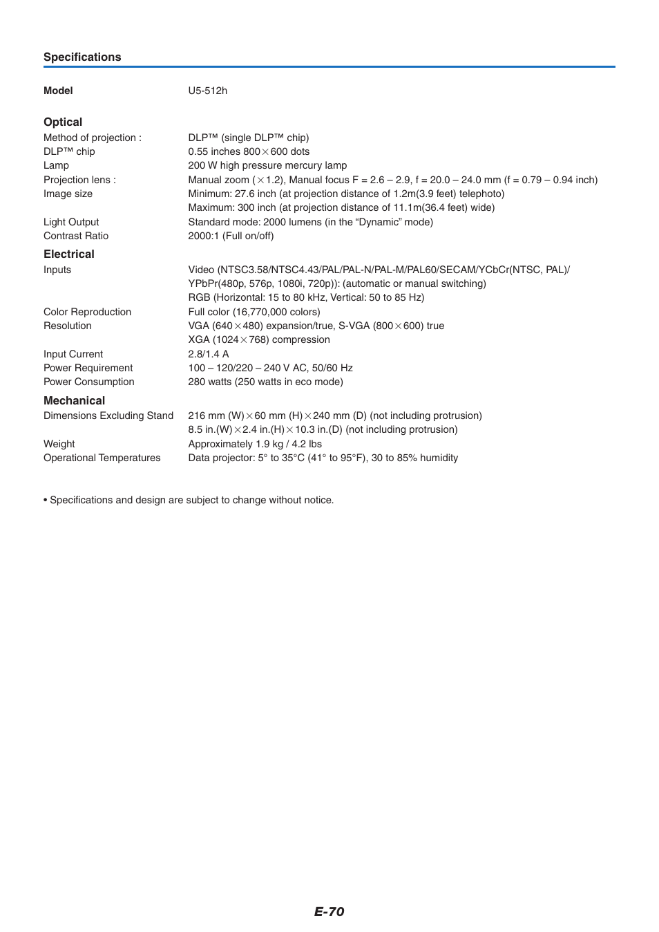 E-70 | PLUS Vision U5-632h User Manual | Page 70 / 73