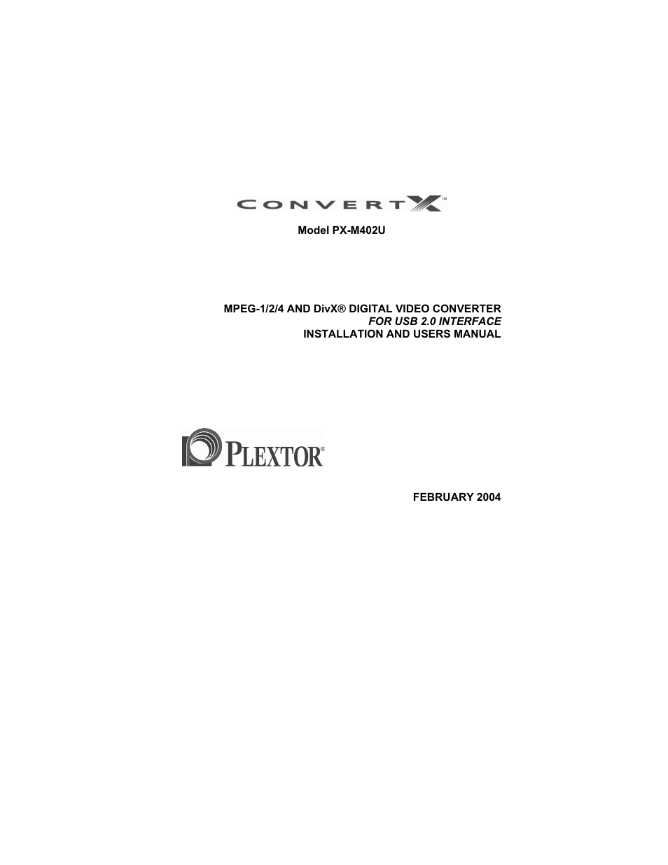 Plextor CONVERTX PX-M402U User Manual | 80 pages