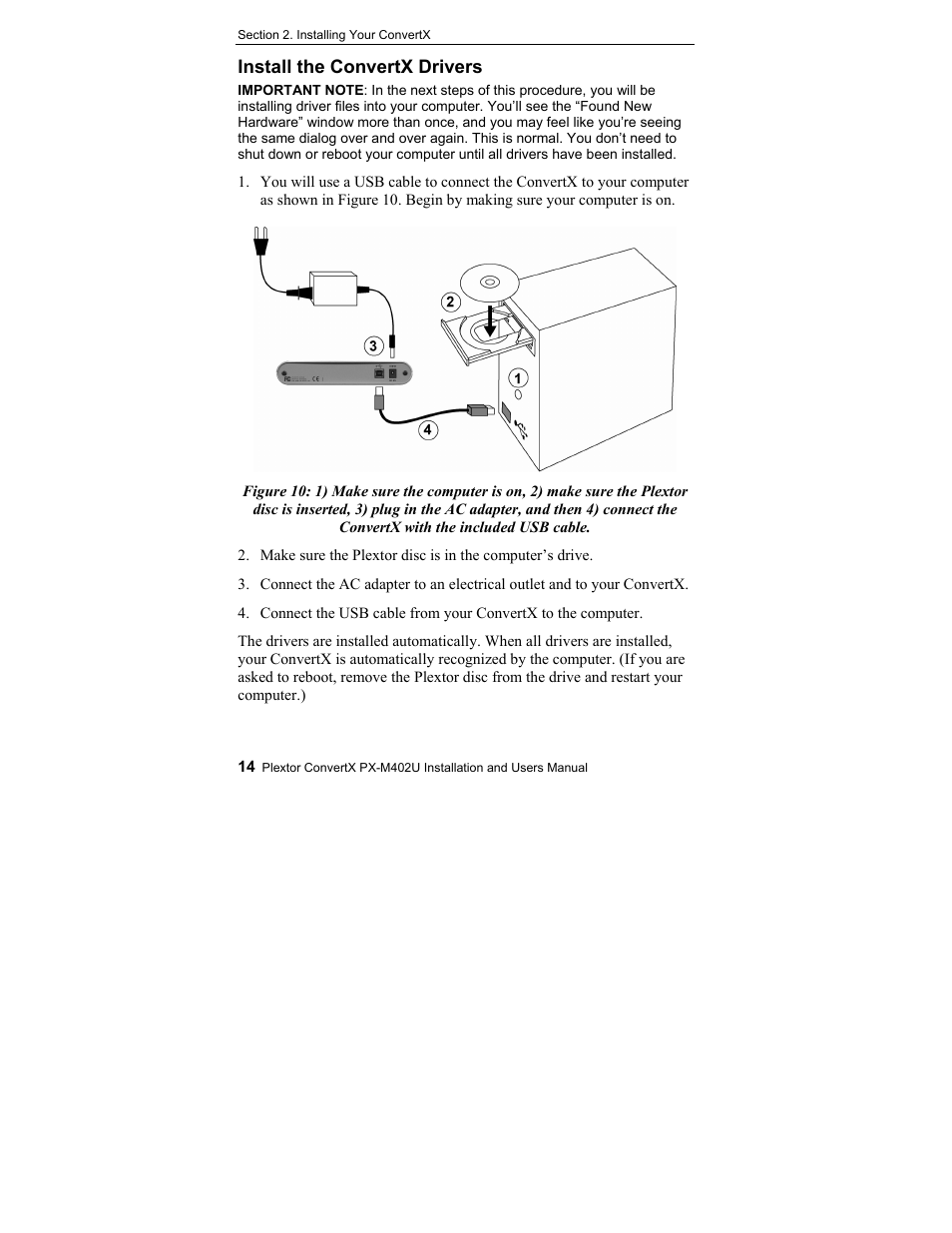 Install the convertx drivers | Plextor CONVERTX PX-M402U User Manual | Page 20 / 80