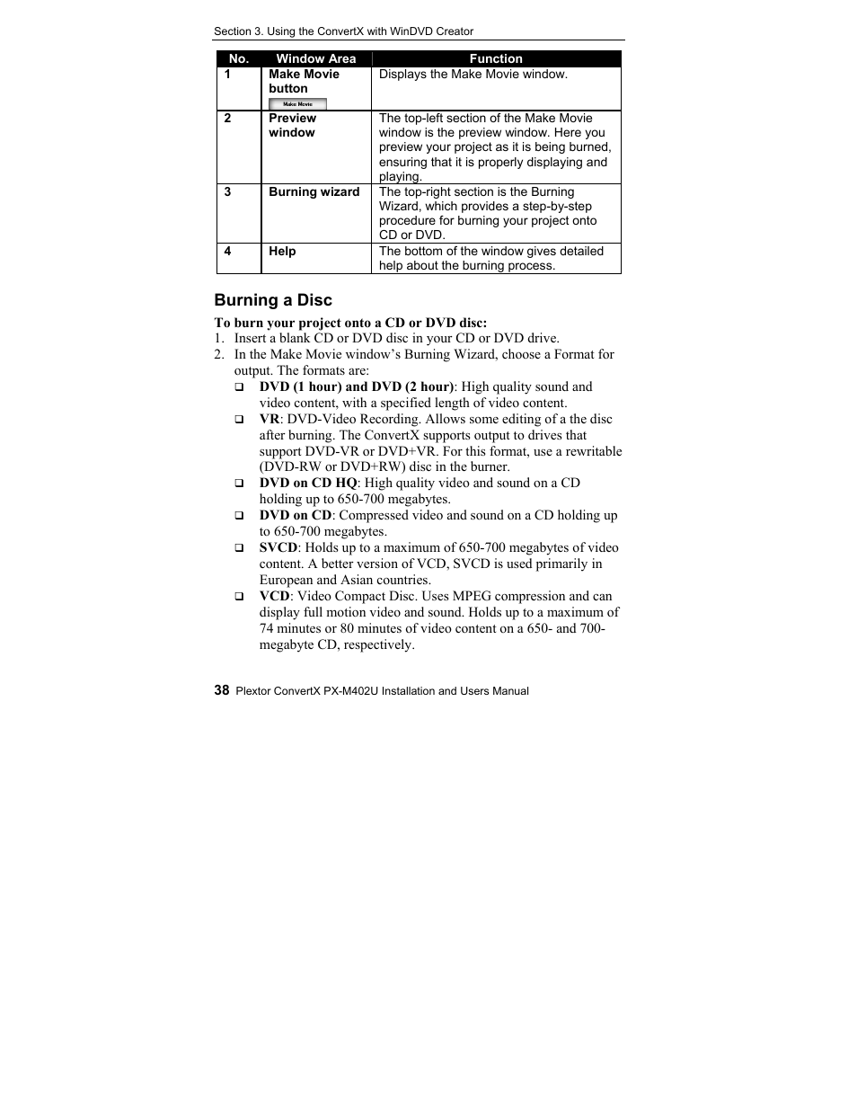 Burning a disc | Plextor CONVERTX PX-M402U User Manual | Page 44 / 80