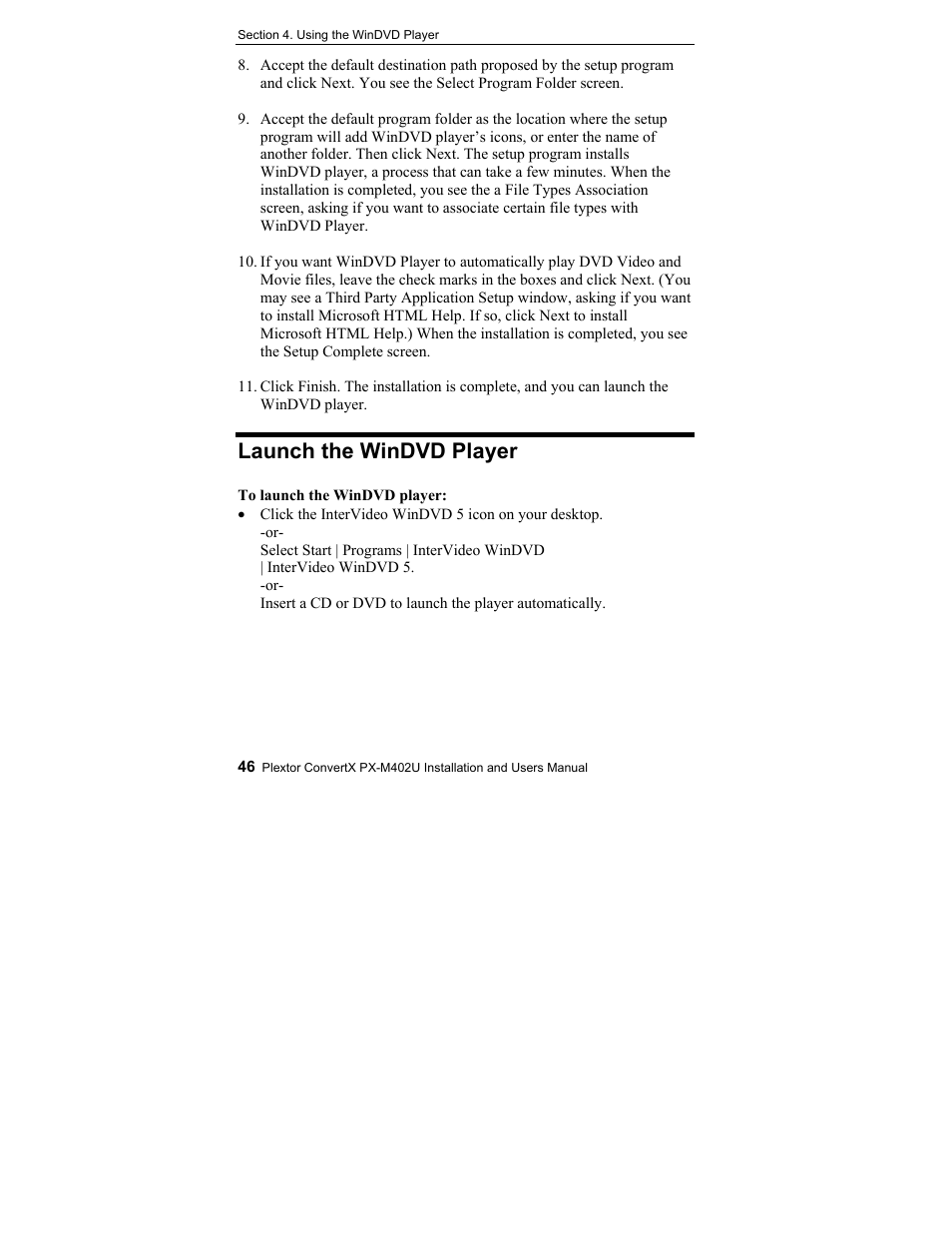 Launch the windvd player | Plextor CONVERTX PX-M402U User Manual | Page 52 / 80