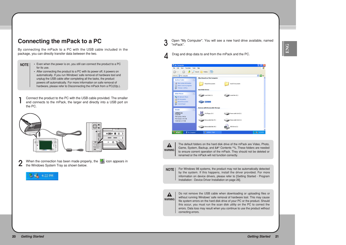 Connecting the mpack to a pc | PQI mPack User Manual | Page 12 / 48