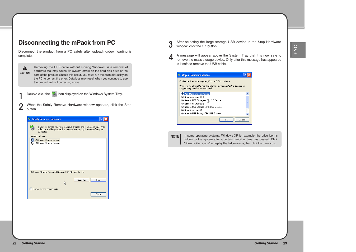 Disconnecting the mpack from pc | PQI mPack User Manual | Page 13 / 48