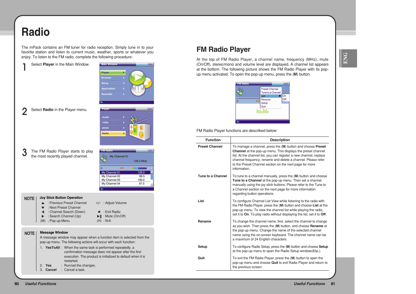 Radio, Fm radio player | PQI mPack User Manual | Page 32 / 48