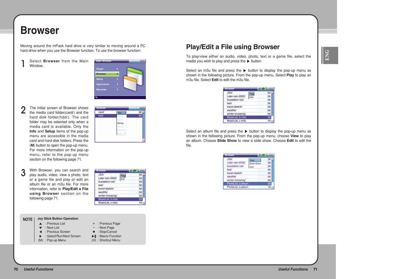 Browser, Play/edit a file using browser | PQI mPack User Manual | Page 37 / 48