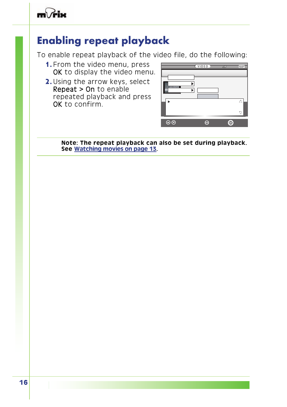 Enabling repeat playback | PQI Multimedia Player User Manual | Page 20 / 45