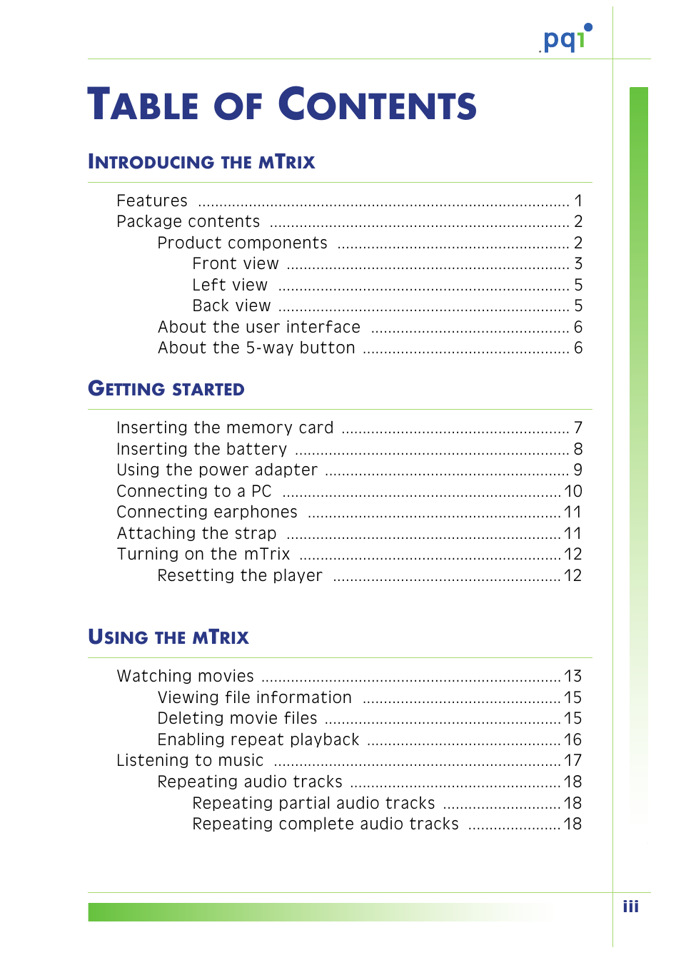 Able, Ontents | PQI Multimedia Player User Manual | Page 3 / 45