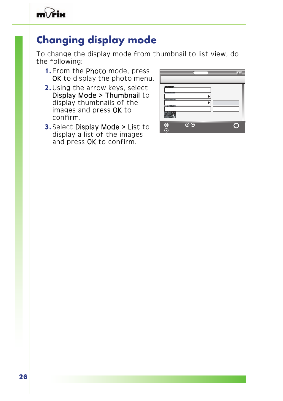 Changing display mode | PQI Multimedia Player User Manual | Page 30 / 45